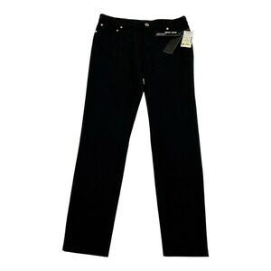 Eric Skinny Stretch Denim Jeans 5 Pocket Gold Button Accents Women Size 6 Black